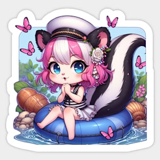 Cute Skunk Sailor Girl Sticker